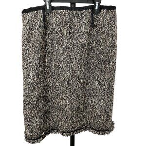 Talbots Womens Tweed Skirt Size 12 Black White Knee Length